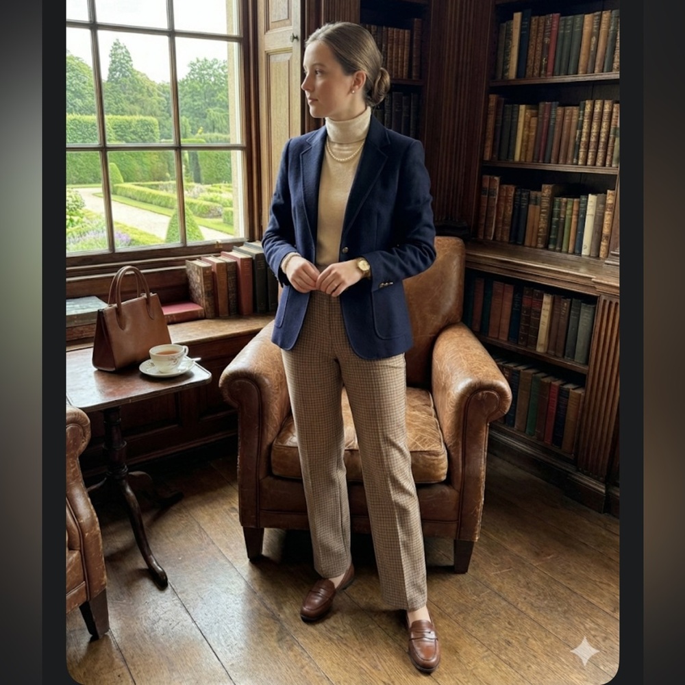 Talbots Petite Plaid Trousers Sz 4 Stretch Brown Academia Old Money Dress Pants